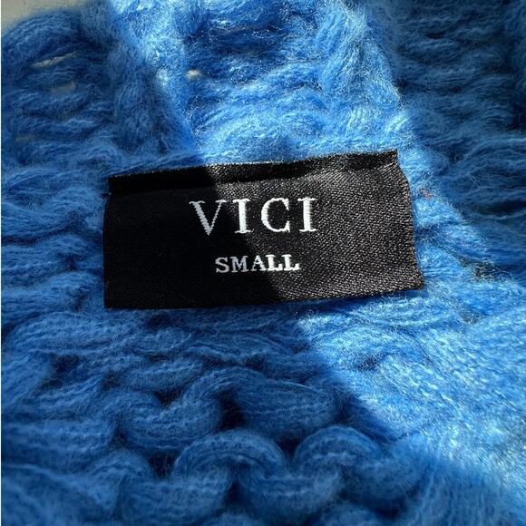 Vici Dusty Blue Chunky Knit Oversized Open Front Cardigan Sweater S - Picture 11 of 15